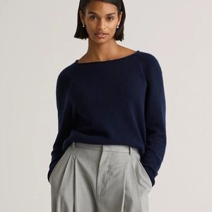 QUINCE MONGOLIAN CASHMERE BOATNECK SWEATER TRUE NAVY SIZE XL NWT